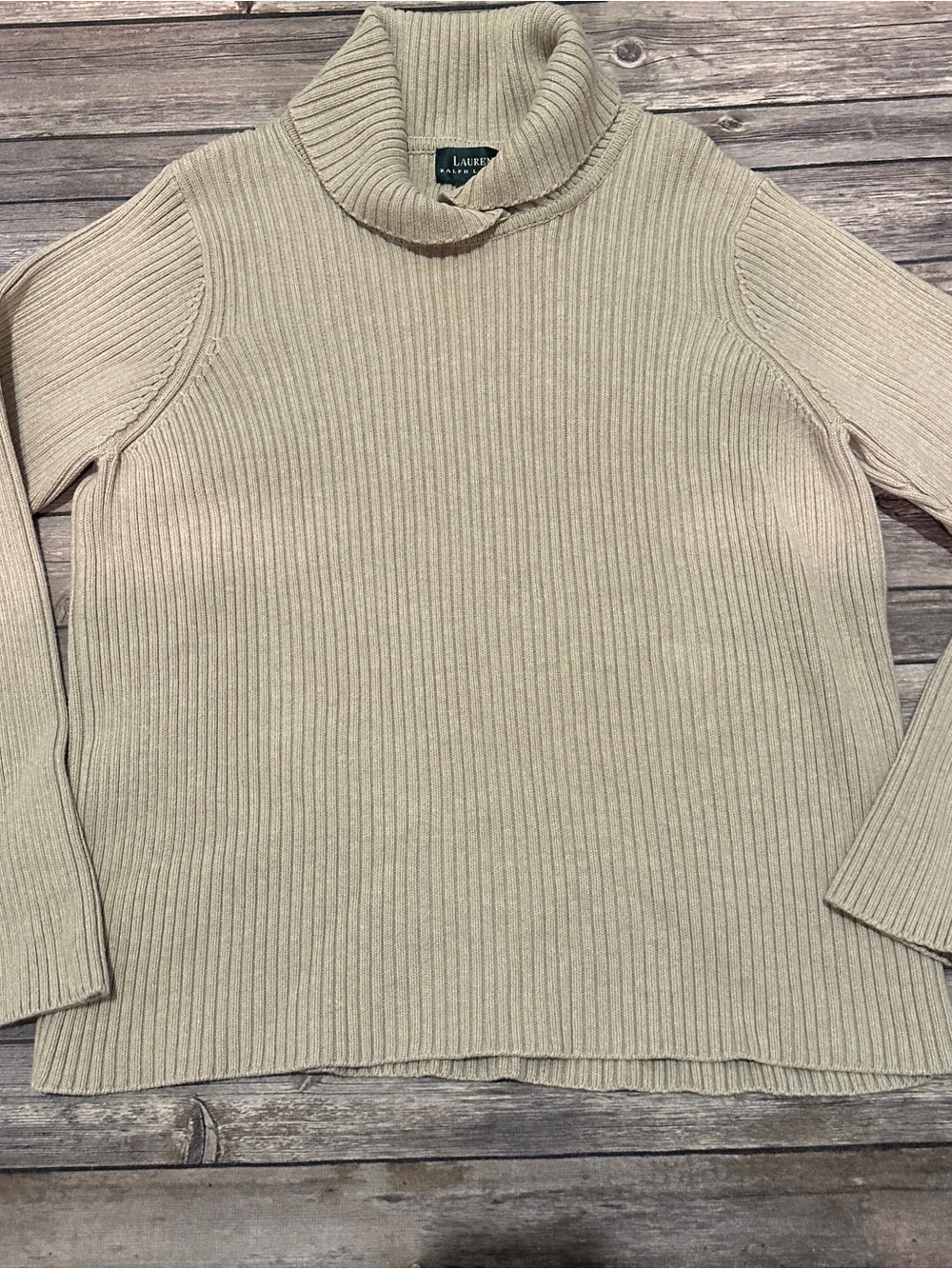 Ralph Lauren cream ribbed turtleneck sweater in a 1X vguc